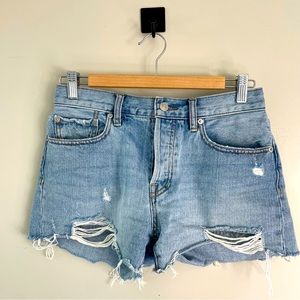 We The Free Denim Distressed Jean Shorts Button Fly Free People